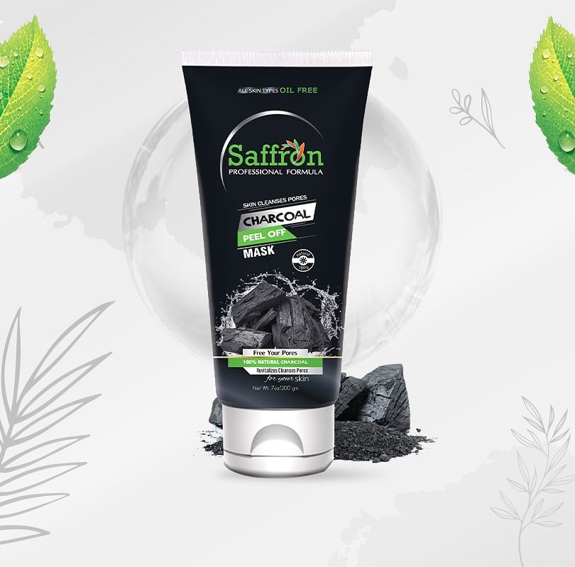 Saffron Professional Charcoal Peel Off Mask - 200g