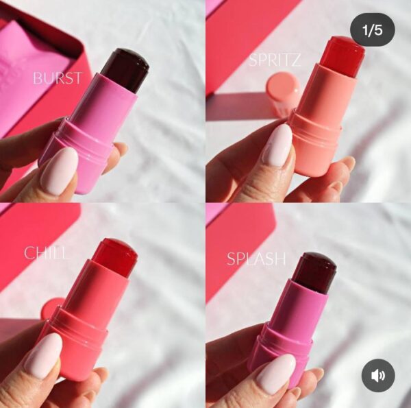 Bouncy Jelly Tint Lip & Cheek Stain Stick (Spritz, Chill, Burst, Splash) set of 4