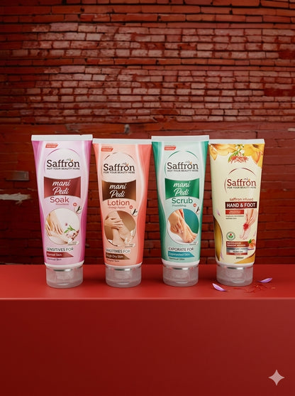 🌸 Saffron Mani-Pedi & Body Care Set of 4 – Glow from Hand to Toe! ✨
