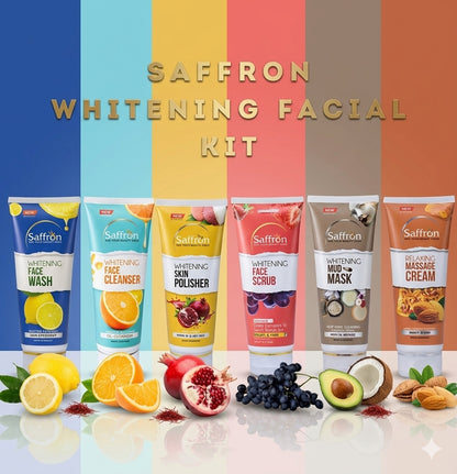✨ Saffron Whitening Facial Kit Set of 6 – Get Your Instant Bridal Glow At Home! 🧖‍♀️🌟