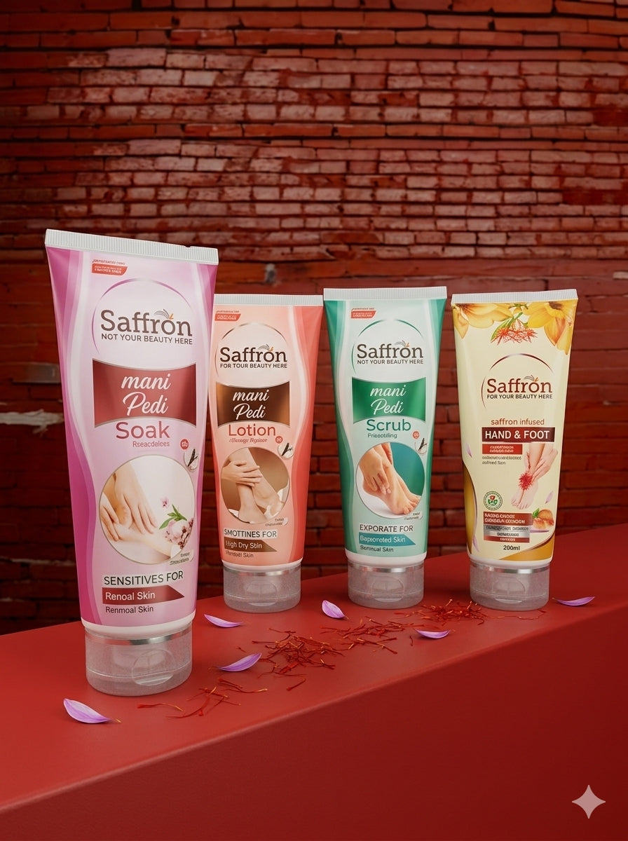 🌸 Saffron Mani-Pedi & Body Care Set of 4 – Glow from Hand to Toe! ✨