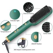 FH909 Professional Electric Hair Straightener Brush – 2-in-1 Fast Heating Temperature Control Straightening Comb for Women