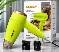 KEMEY KM-6821 Professional Hair Dryer – 1200W Compact Blow Dryer with Health Breeze Mode & Overheating Protection